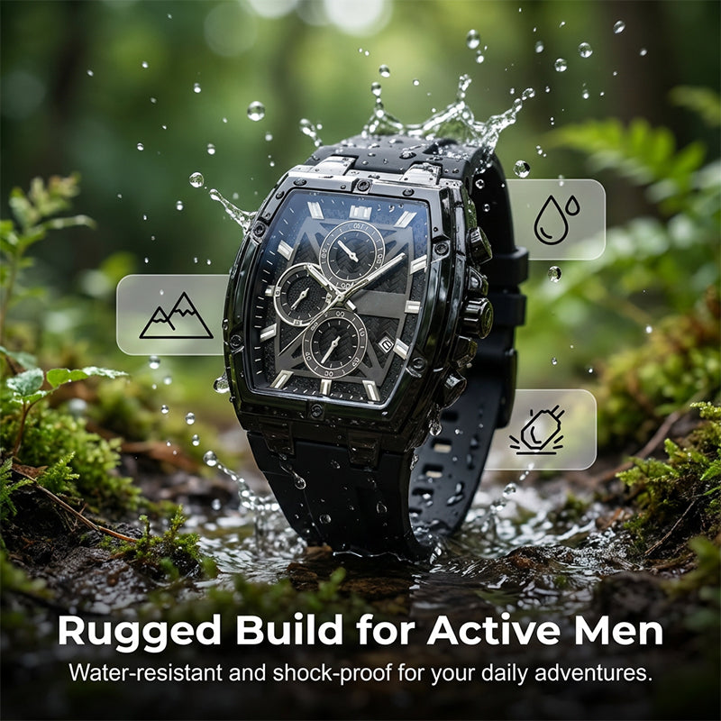 Modern Barrel-Shaped Case Watch for Men