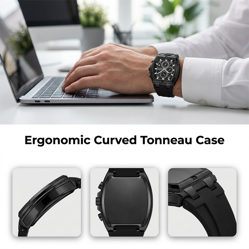 Modern Barrel-Shaped Case Watch for Men