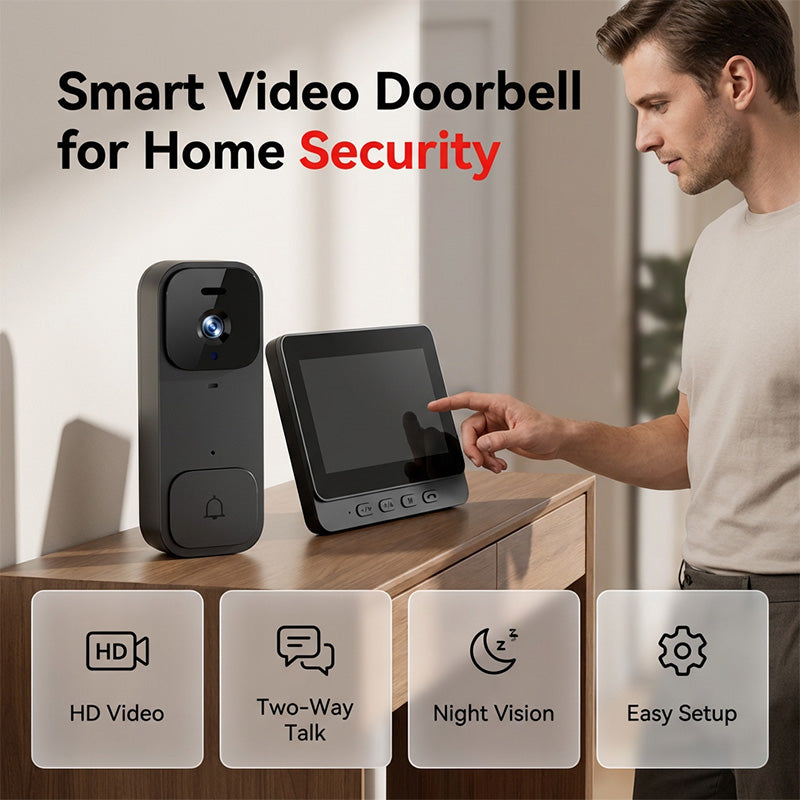 📢📢50% OFF !! ⏰Smart Video Doorbell with 4.3" Display Screen📹🚪