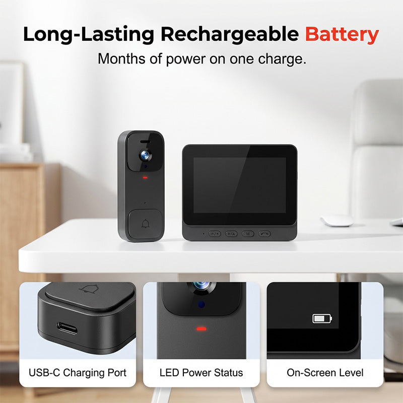 📢📢50% OFF !! ⏰Smart Video Doorbell with 4.3" Display Screen📹🚪