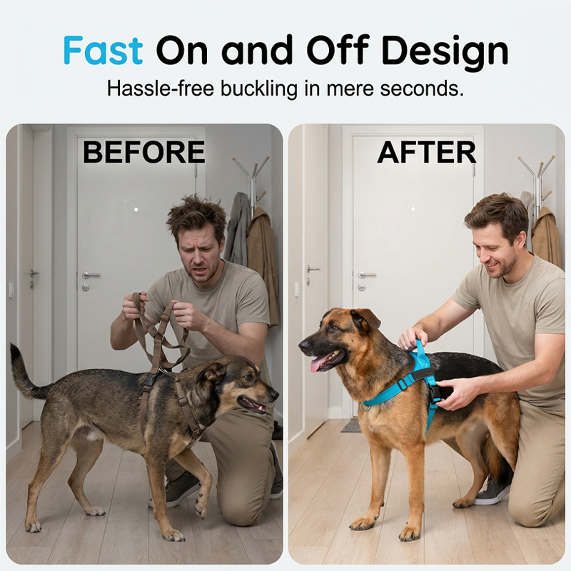 🐶🐾Easy On-Off Padded Dog Harness – No-Pull & Breathable – Safe & Comfortable