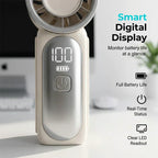 🌬️ Turbo Handheld Fan – LED Display, 6 Speeds, 3000mAh 🔋