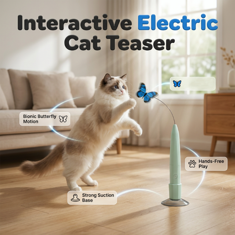 🐱🦋 Electric cat teaser – rotating butterfly, auto play, suction cup fun!
