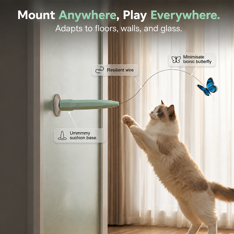 🐱🦋 Electric cat teaser – rotating butterfly, auto play, suction cup fun!
