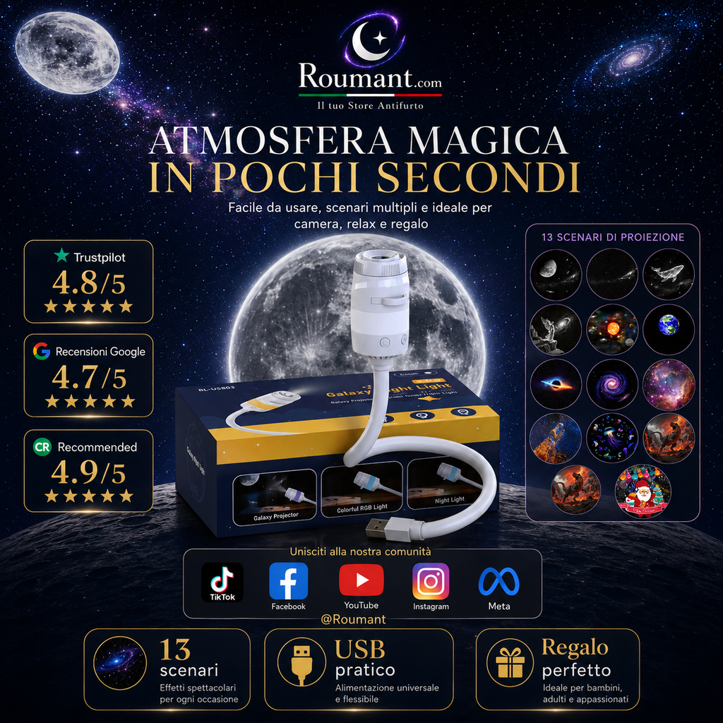 🌌 49% OFF NOW! 💫 USB lamp with starry sky projection – 13 interchangeable film discs & flexible neck – perfect for the bedroom ✨