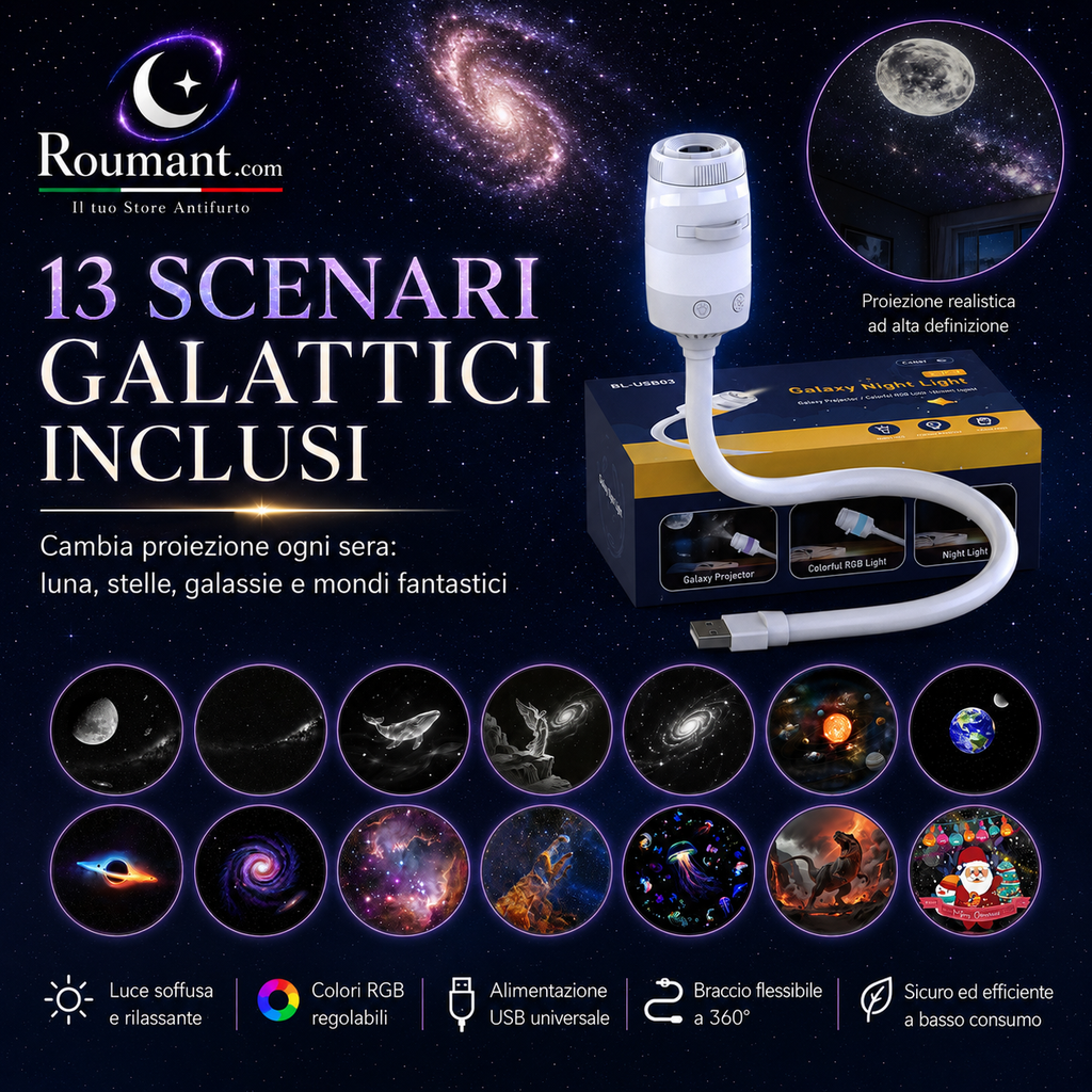 🌌 49% OFF NOW! 💫 USB lamp with starry sky projection – 13 interchangeable film discs & flexible neck – perfect for the bedroom ✨