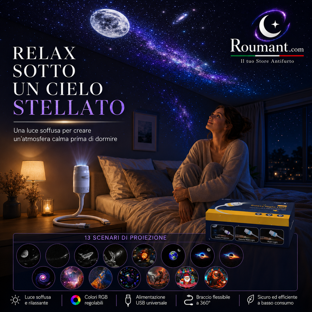 🌌 49% OFF NOW! 💫 USB lamp with starry sky projection – 13 interchangeable film discs & flexible neck – perfect for the bedroom ✨