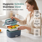 🎉2026 Flash Sale-Over 39000 Sold!🍱2-in-1 Portable Electric Heating Lunch Box｜12V Car & 230V Home Dual Use,1.5L Stainless Steel,60W Fast Heating 🔌✨