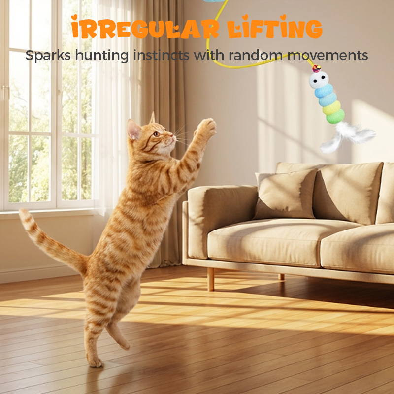 🐱 50% OFF! 🎾 Automatic Retractable Cat Toy – Random IR movement, USB rechargeable & plush – Hands-free entertainment for your feline ✨