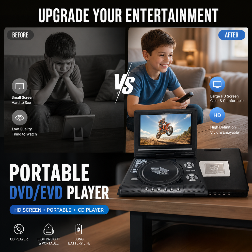 📺 50% OFF !!!💿7.8" HD Portable DVD/EVD Player
