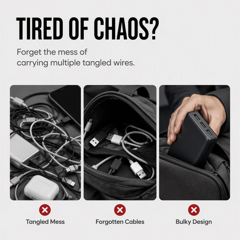 📢📢40% OFF !! ⏰Portable Power Bank with 4 Built-in Cables