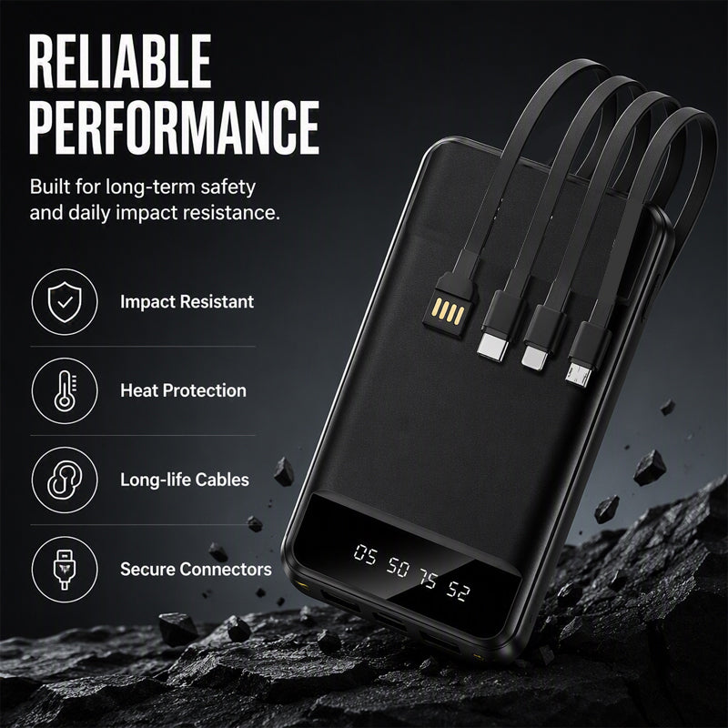 📢📢40% OFF !! ⏰Portable Power Bank with 4 Built-in Cables