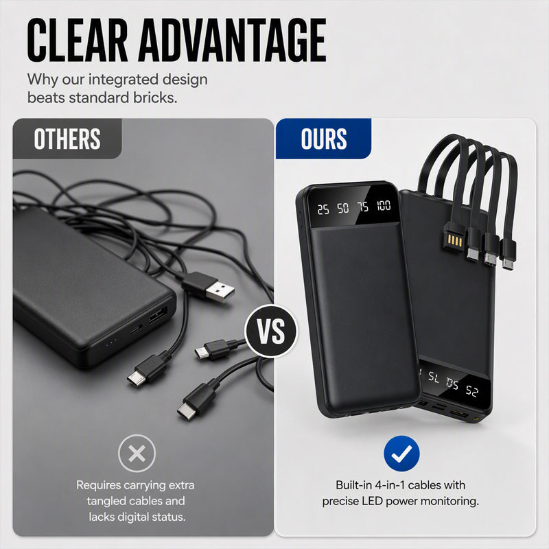 📢📢40% OFF !! ⏰Portable Power Bank with 4 Built-in Cables